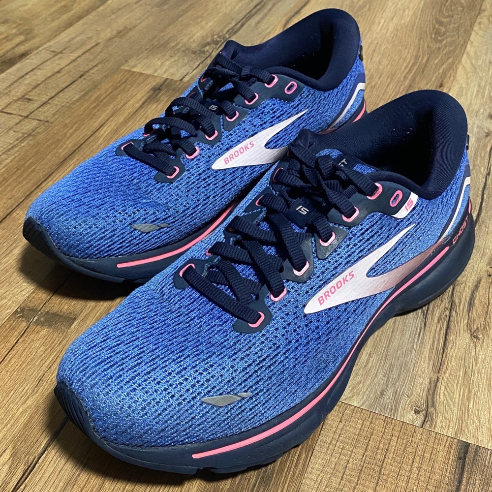 Brooks Ghost 15 Womens Running Shoes Blue Pink 1203801B469 Size 9.5